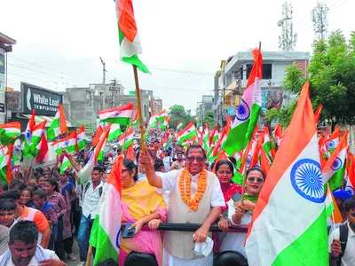 विधायक प्रमोद विज ने निकाली तिरंगा यात्रा