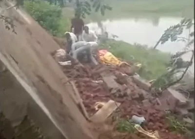 temple dome collapsed  मध्य प्रदेश में निर्माणाधीन मंदिर का गुंबद ढहा  एक की मौत  पांच घायल