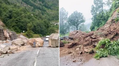 badrinath route  चमोली में बद्रीनाथ मार्ग पर कई स्थानों पर भारी बारिश से भूस्खलन  सड़क अवरुद्ध