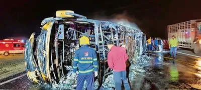 एक्सप्रेस वे पर बस में लगी आग  25 यात्री जिंदा जले